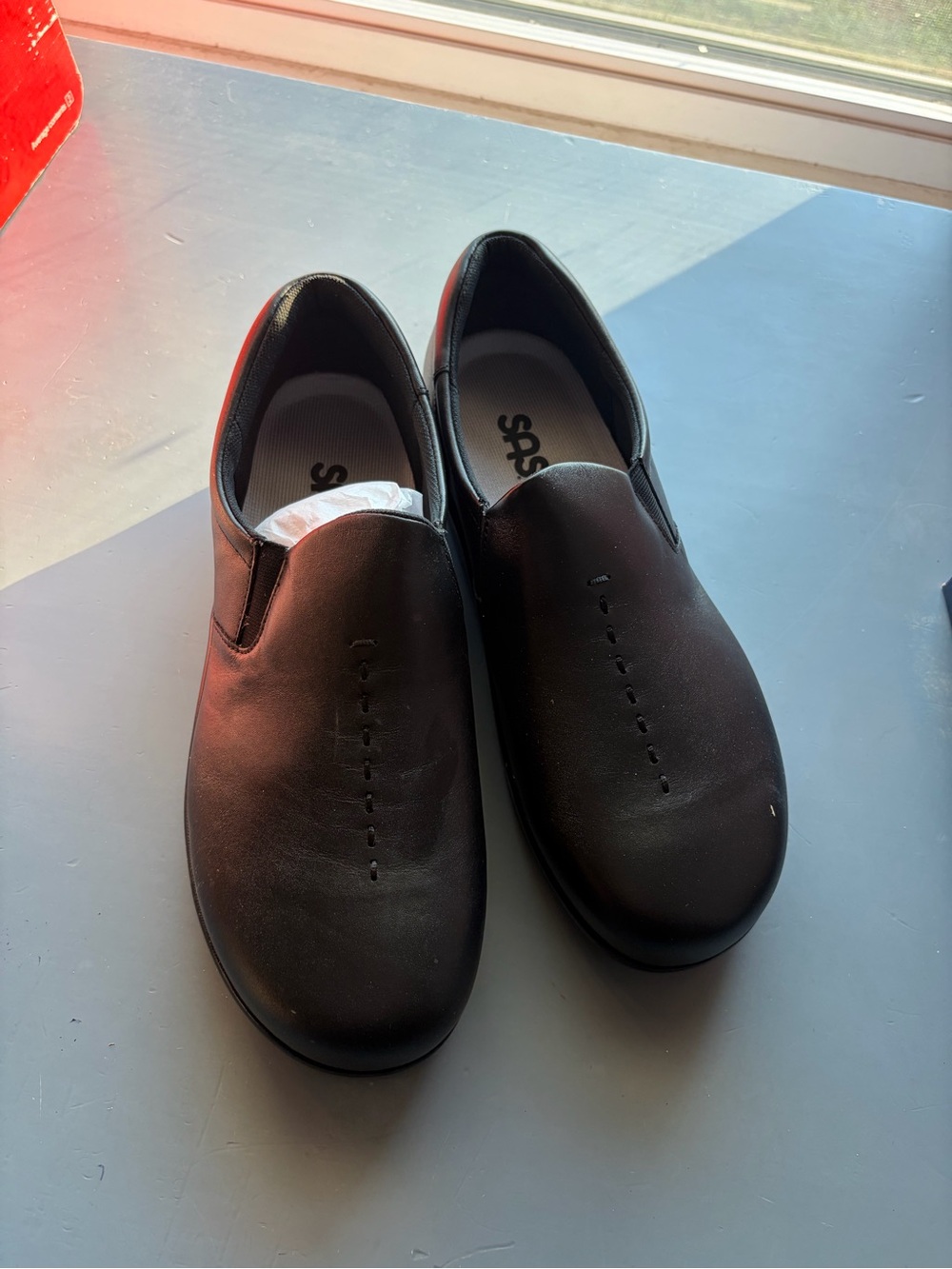 SAS womens Black Slip-On Leather Loafers